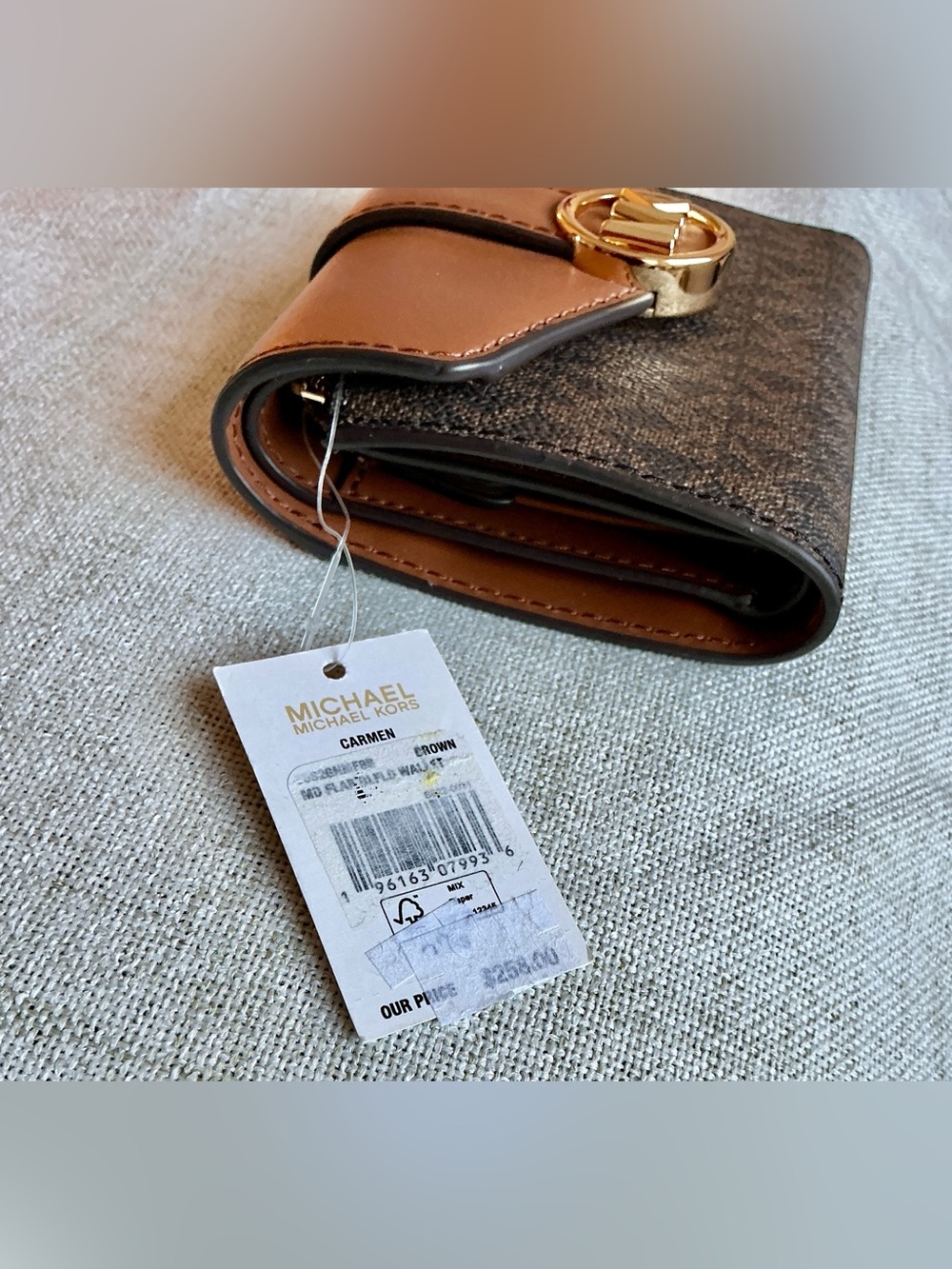 Michael Kors Carmen Brown Signature Logo Medium Snap Wallet NWT - Picture 4 of 8
